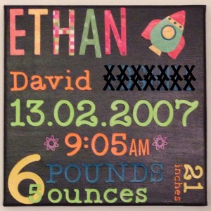 Ethan’s Birth Canvas